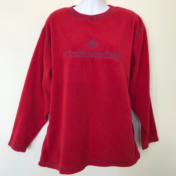 Columbia Embroidered Logo Fleece Pullover Sweater Vintage 90s Made in Canada - Picture 2 of 7